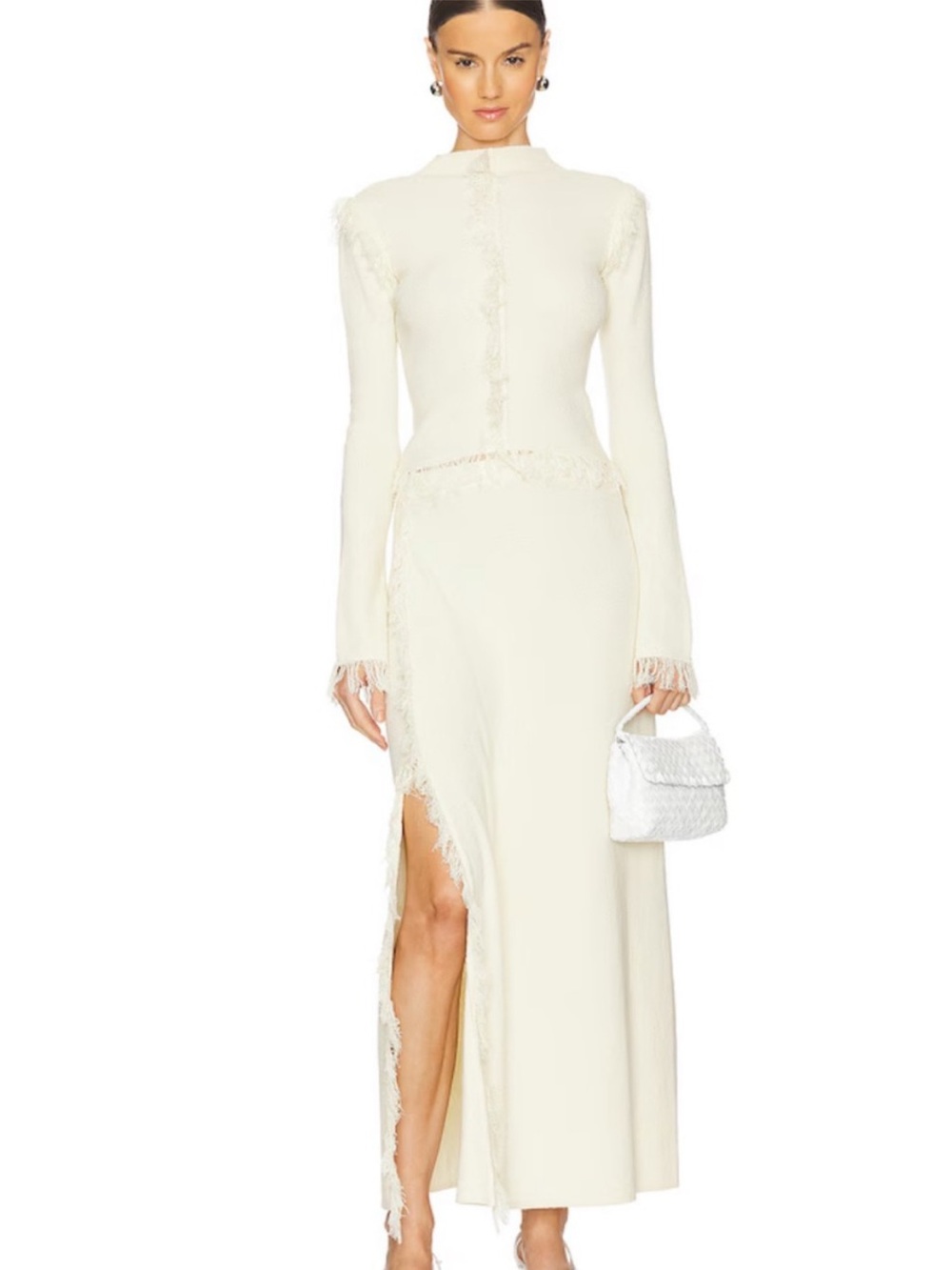 CLEA Canton Knit Fringe Skirt - Cream